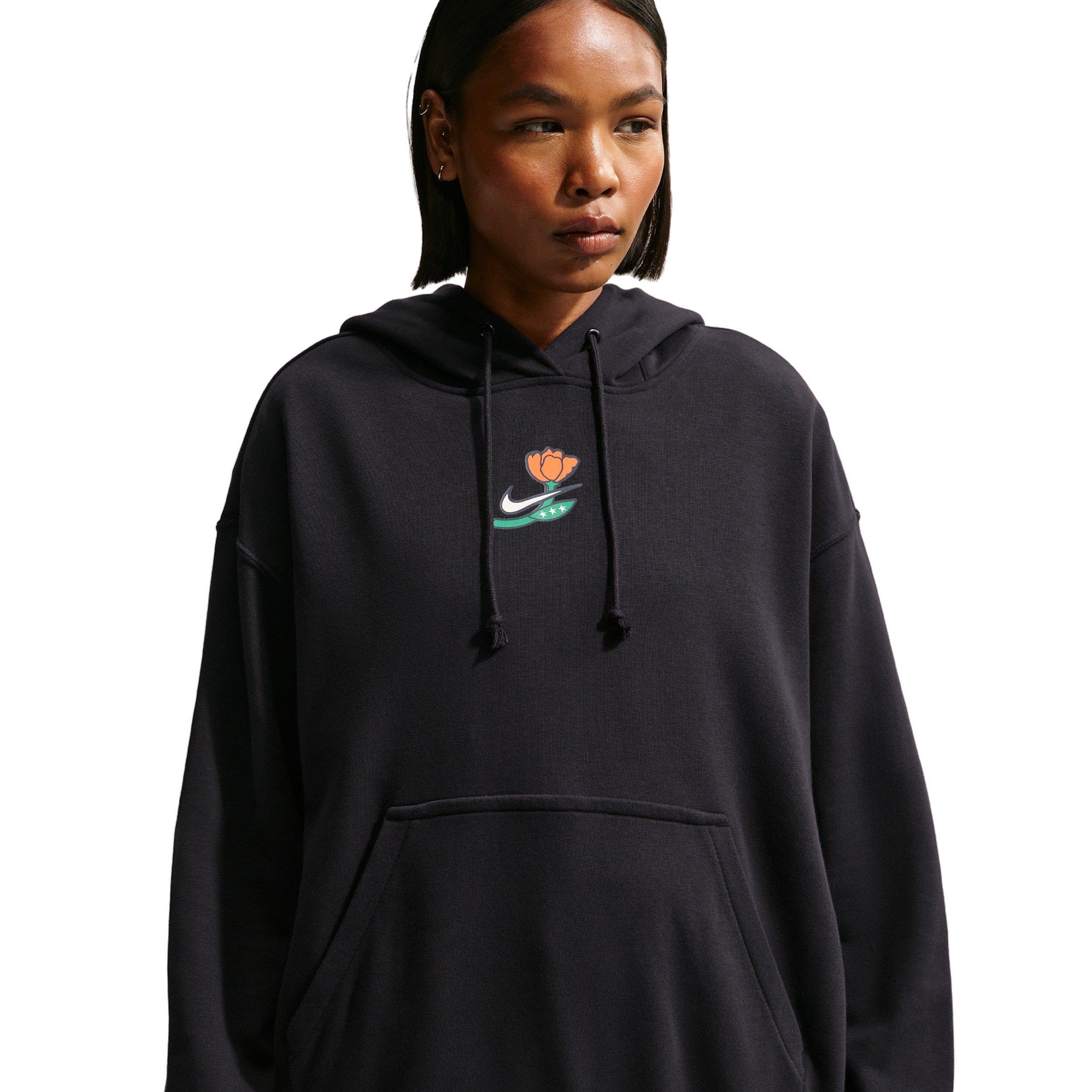 Nike Women's Phoenix Fleece Flower Store Oversized Pullover Basketball Hoodie - Black - BLACK